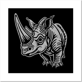 Mighty Rhino distressed Posters and Art